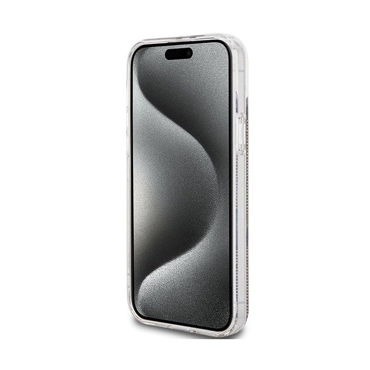 GUESS futerał do IPHONE 15 Plus GUHCP15MH4PSEGW (4G Gold  Stripe) brązowy