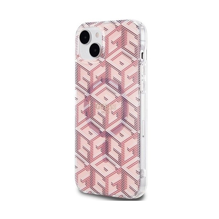 GUESS чохол для IPHONE 15 сумісний із MagSafe GUHMP15SHGCUSTGP (IML GCUBE) рожевий