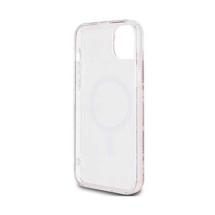 GUESS case for IPHONE 15 compatible with Magsafe GUHMP15SHGCUSTGP (IML GCUBE) pink