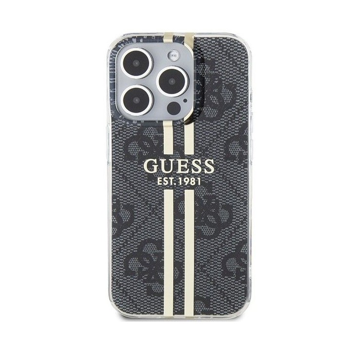 GUESS case for IPHONE 15 Pro GUHCP15LH4PSEGK (4G Gold Stripe) black