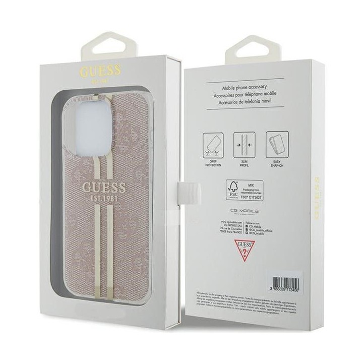 GUESS case for IPHONE 15 Pro GUHCP15LH4PSEGP (4G Gold Stripe) pink