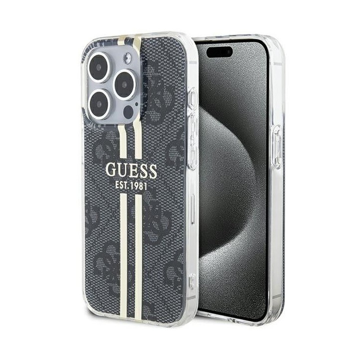 GUESS case for IPHONE 15 Pro GUHCP15LH4PSEGK (4G Gold Stripe) black