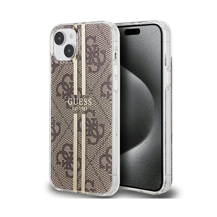 GUESS чохол для IPHONE 15 Plus GUHCP15MH4PSEGW (4G Gold Stripe) коричневий