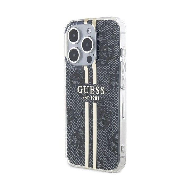 GUESS case for IPHONE 15 Pro GUHCP15LH4PSEGK (4G Gold Stripe) black