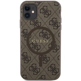 GUESS чохол для IPHONE 11, сумісний із MagSafe GUHMN61G4GFRW (4G Ring classic logo), коричневий