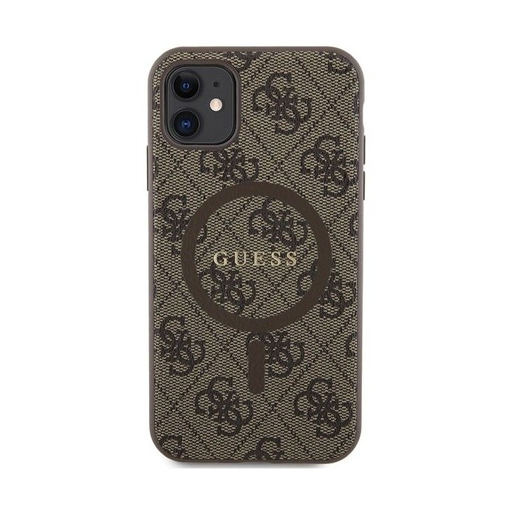 GUESS case for IPHONE 11 compatible with MagSafe GUHMN61G4GFRW (4G Ring classic logo) brown