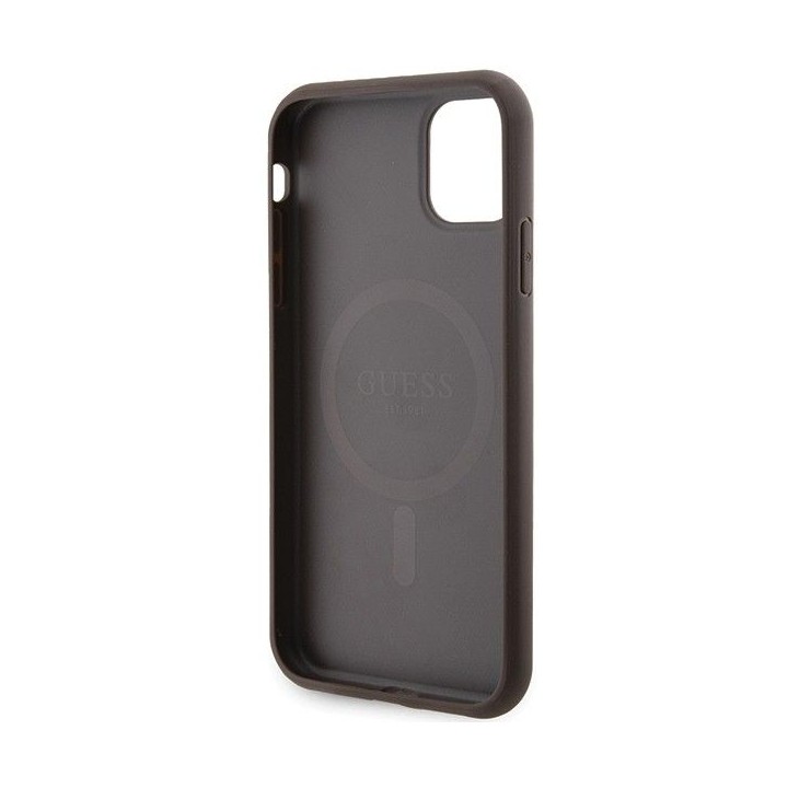 GUESS case for IPHONE 11 compatible with MagSafe GUHMN61G4GFRW (4G Ring classic logo) brown