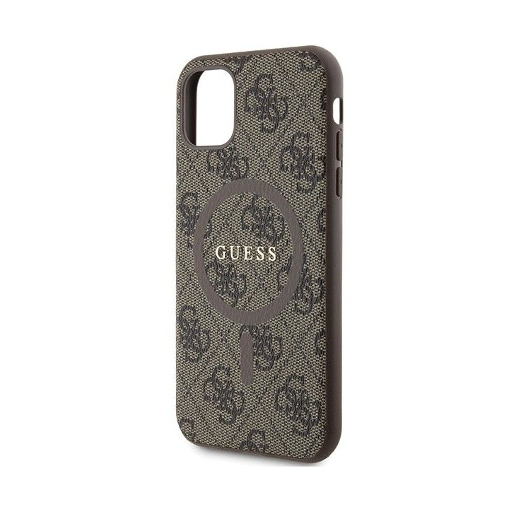 GUESS case for IPHONE 11 compatible with MagSafe GUHMN61G4GFRW (4G Ring classic logo) brown