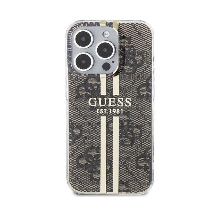 GUESS чохол для IPHONE 15 Pro GUHCP15MH4PSEGW (4G Gold Stripe) коричневий