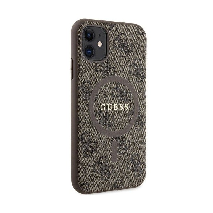GUESS чохол для IPHONE 11, сумісний із MagSafe GUHMN61G4GFRW (4G Ring classic logo), коричневий