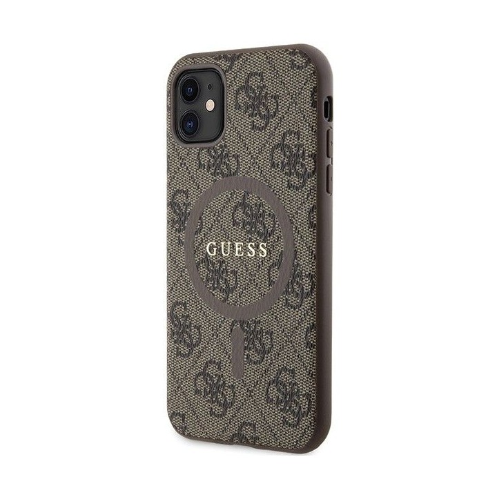 GUESS case for IPHONE 11 compatible with MagSafe GUHMN61G4GFRW (4G Ring classic logo) brown