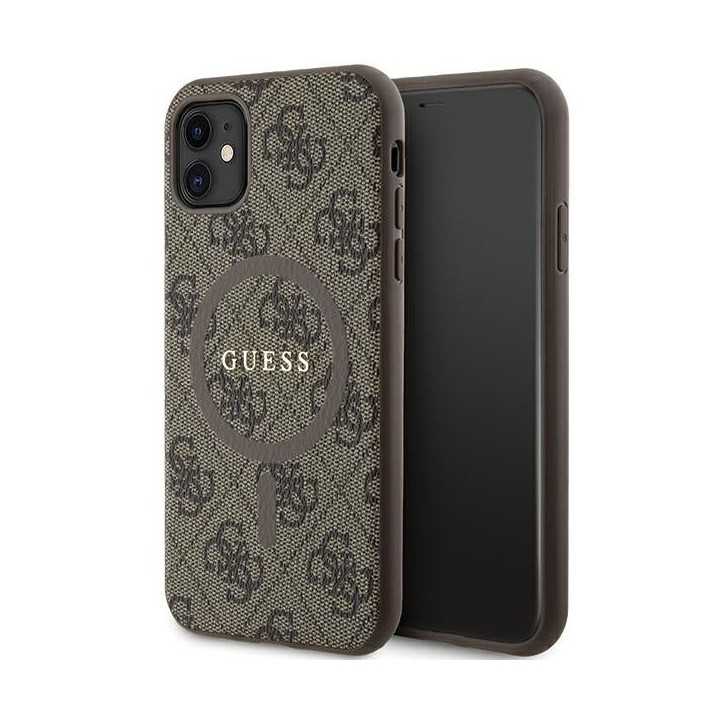 GUESS case for IPHONE 11 compatible with MagSafe GUHMN61G4GFRW (4G Ring classic logo) brown