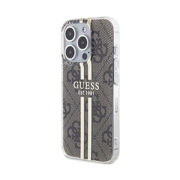 GUESS чехол для IPHONE 15 Pro GUHCP15MH4PSEGW (4G Gold Stripe) коричневый