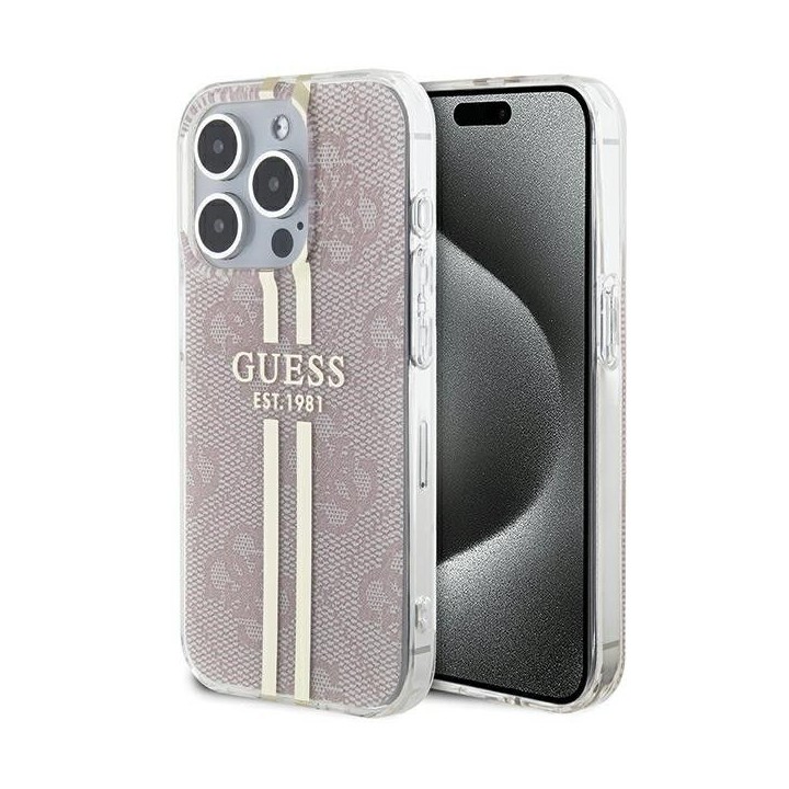 GUESS чохол для IPHONE 15 Pro GUHCP15LH4PSEGP (4G Gold Stripe) рожевий