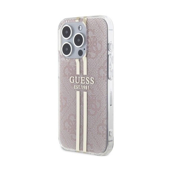 GUESS case for IPHONE 15 Pro GUHCP15LH4PSEGP (4G Gold Stripe) pink