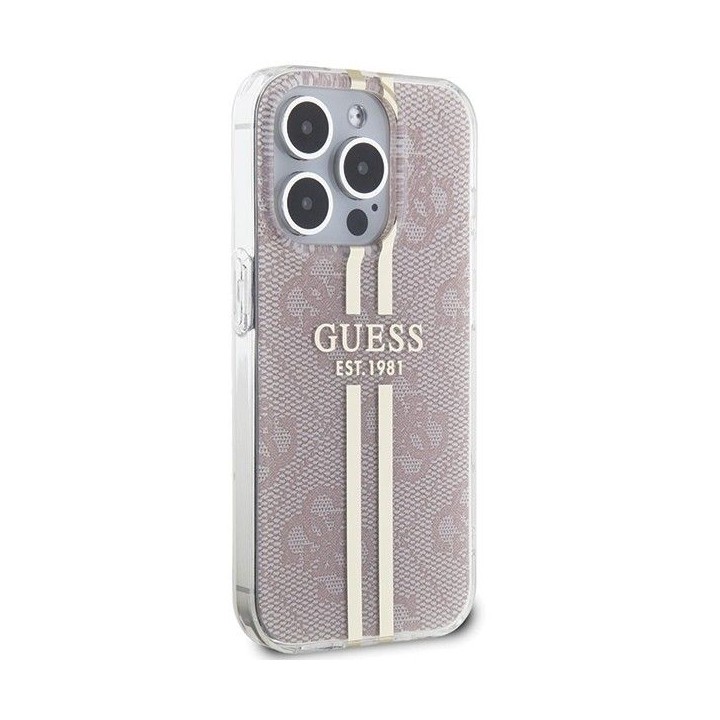 GUESS чохол для IPHONE 15 Pro GUHCP15LH4PSEGP (4G Gold Stripe) рожевий