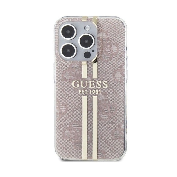 GUESS case for IPHONE 15 Pro GUHCP15LH4PSEGP (4G Gold Stripe) pink