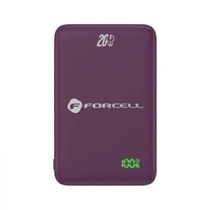 Powerbank zgodny z MagSafe Forcell F-Energy SuperSlim F5K8 QC4.0 PD3.0 15W 5000 mAh burgundowy 0INT