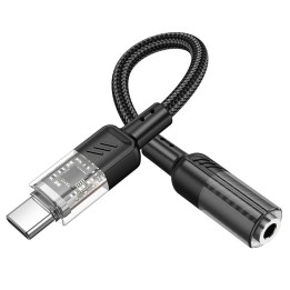 Адаптер AUX USB C для Jack 3,5 mm Hoco 0,15 m LS37 прозрачный черный
