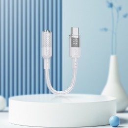 Adapter AUX USB C for Jack 3,5 mm Hoco 0,15 m LS37 transparent grey