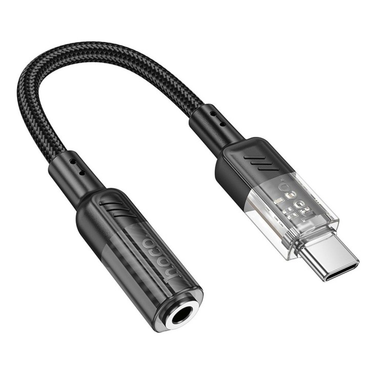 AUX adapter USB C to Jack 3,5 mm Hoco 0,15 m LS37 transparent black
