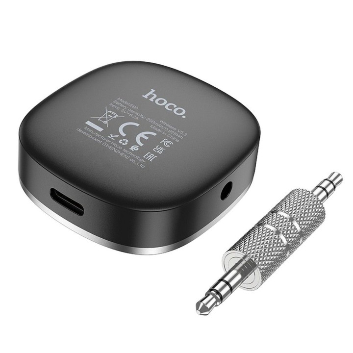 Адаптер AUX Bluetooth Jack 3,5 mm Hoco с дисплеем E80 черный
