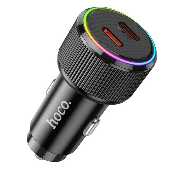 Автомобильное зарядное устройство Hoco 2 x USB C QC PD 50W NZ14B черное