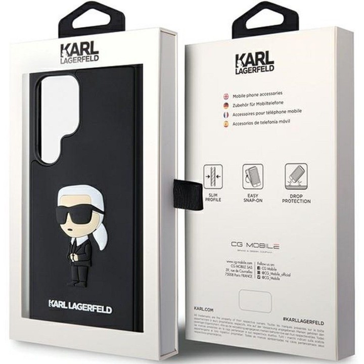KARL LAGERFELD case for SAMSUNG S24 Ultra KLHCS24L3DRKINK (3D RUBBER IKONIK NFT) black