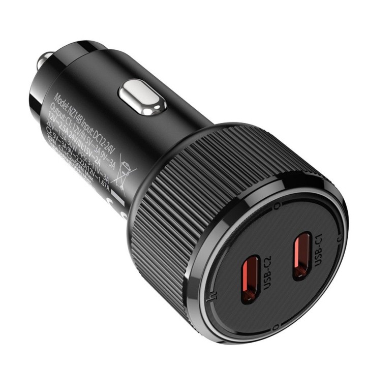 Автомобильное зарядное устройство Hoco 2 x USB C QC PD 50W NZ14B черное