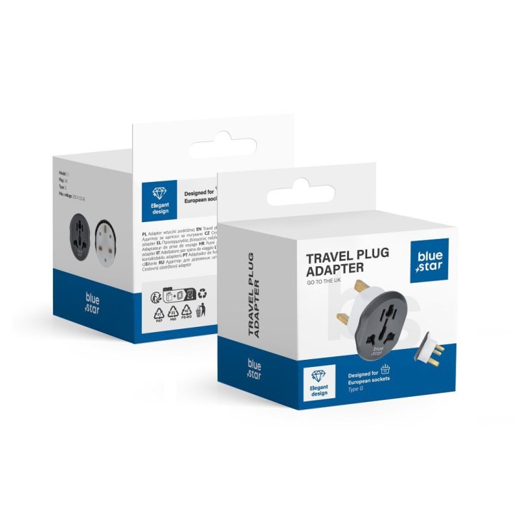 Travel adapter Blue Star GO TO UK (Type G) 13A white