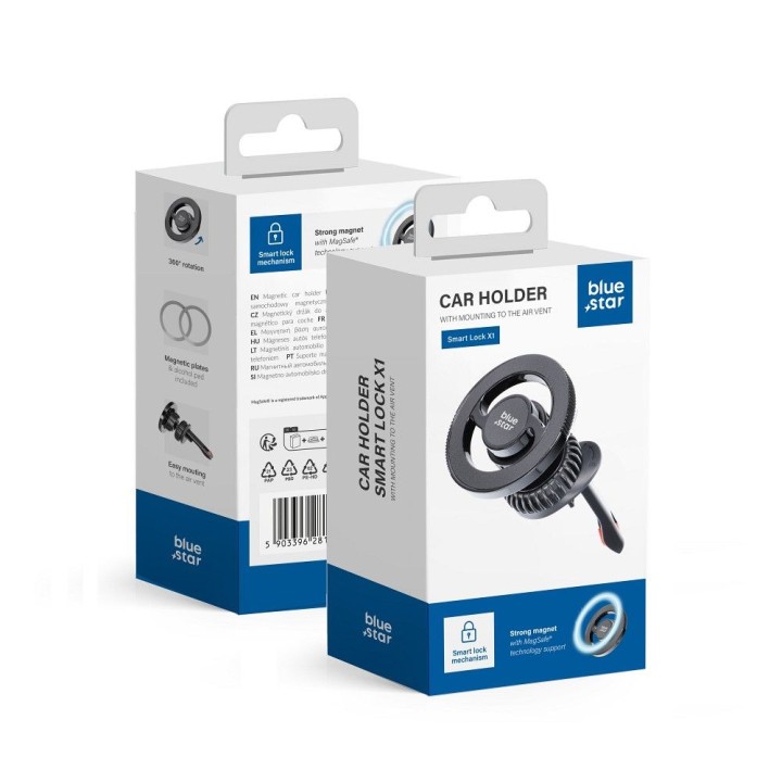 Магнітний автомобільний тримач для телефона, сумісний з MagSafe Blue Star Smart Lock X1, для вентиляційної решітки чорний