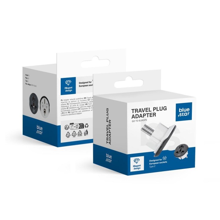 Travel adapter Blue Star GO TO Europe (Type E) 16A white