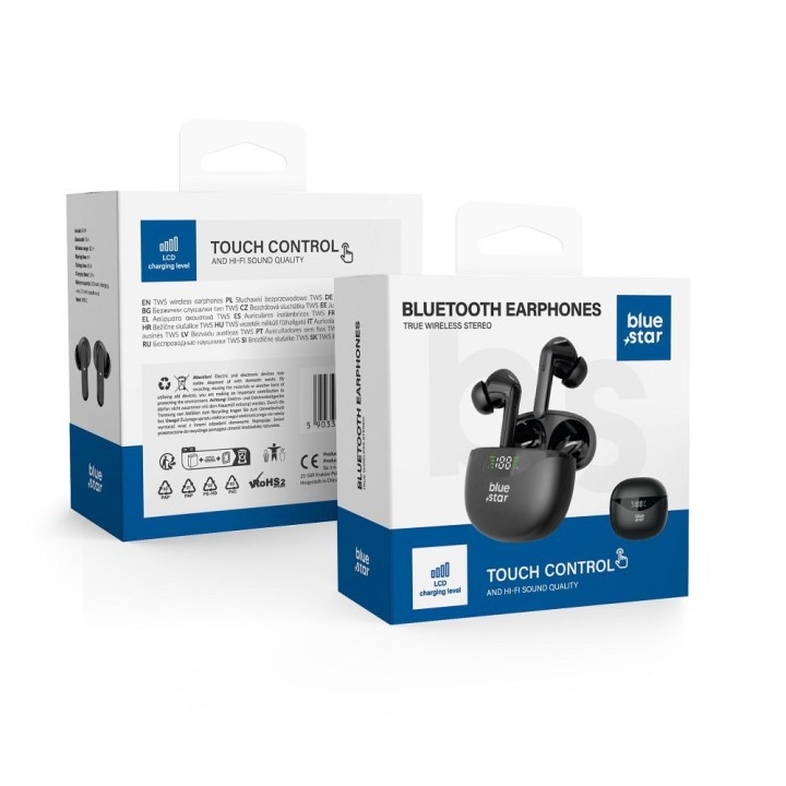 Wireless in-ear headphones Blue Star T60 TWS black