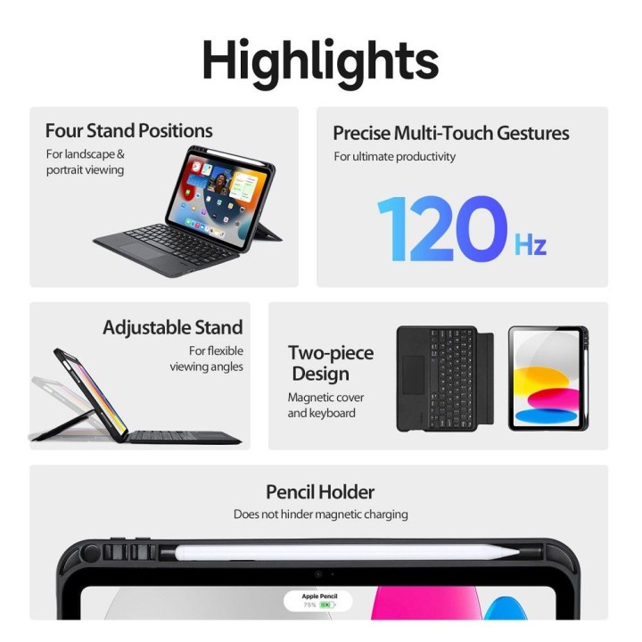 DUX DUCIS case DK foldable with a wireless keyboard for iPad 10 (2022) black