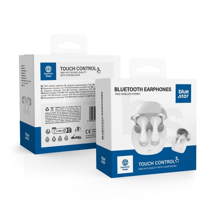 Wireless headphones in-ear Blue Star BK92 TWS white
