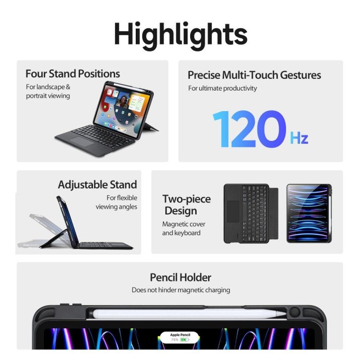 DUX DUCIS case DK foldable with a wireless keyboard for iPad 4/5/6/iPad Pro 11 (2018/2020/2021/2022) black