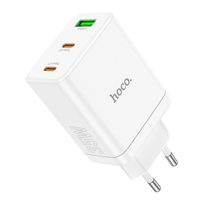 Wall charger for phone Hoco 2 x USB C + USB A QC3.0 PD 3A 35W N33 white
