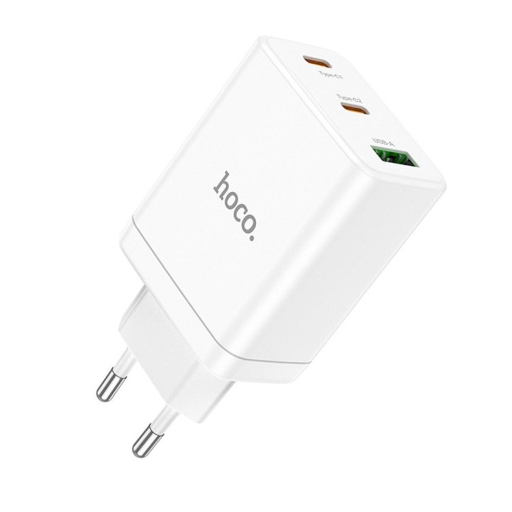 Ładowarka sieciowa do telefonu Hoco 2 x USB C + USB A QC3.0 PD 3A 35W N33 biała