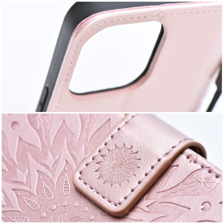 Etui z klapką na Samsung A22 5G Mezzo Book mandala złoto-różowe
