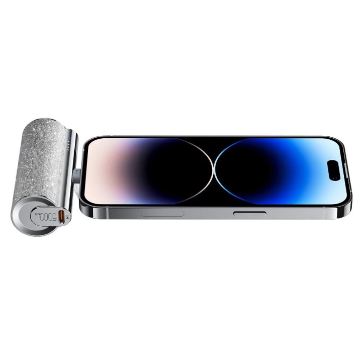 Power bank Veger PlugOn (W0573P) PD QC3.0 2,4A 12W 5000 mAh with built-in connector Lightning silver