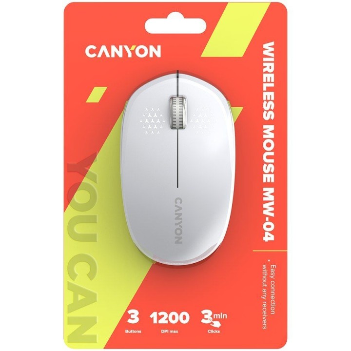 Ambidextrous wireless mouse BT 1200 dpi CANYON MW-04 white