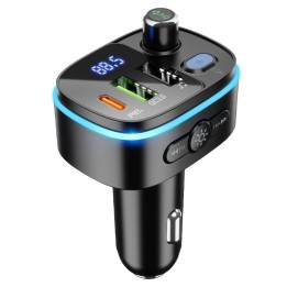 Transmiter samochodowy bluetooth Hoco 2 x USB A + USB C QC3.0 PD 20W  E62 czarny