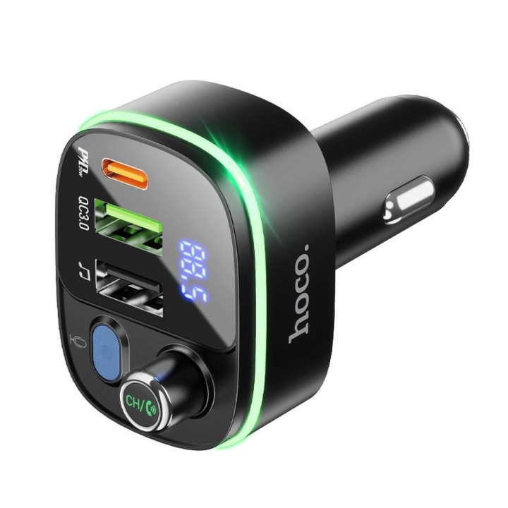 Transmiter samochodowy bluetooth Hoco 2 x USB A + USB C QC3.0 PD 20W  E62 czarny