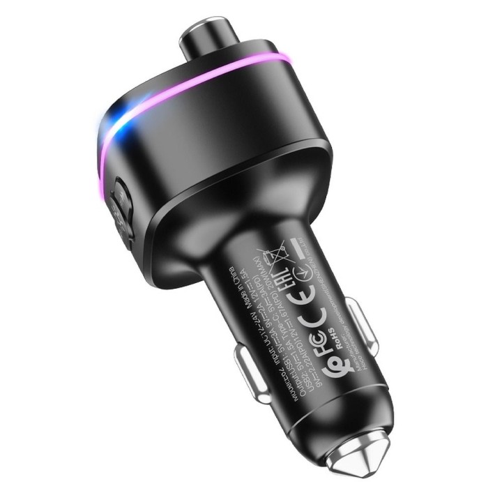 Transmiter samochodowy bluetooth Hoco 2 x USB A + USB C QC3.0 PD 20W  E62 czarny