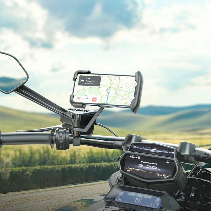 Phone holder for motocykla Hoco for lusterko CA119 black