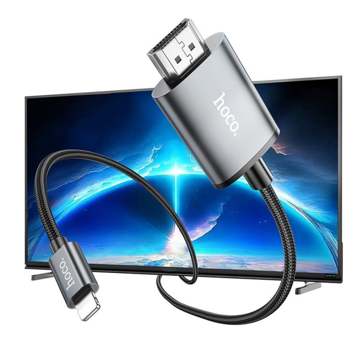 Cable Lightning for HDMI Hoco 1080p 2 m UA27 steel grey