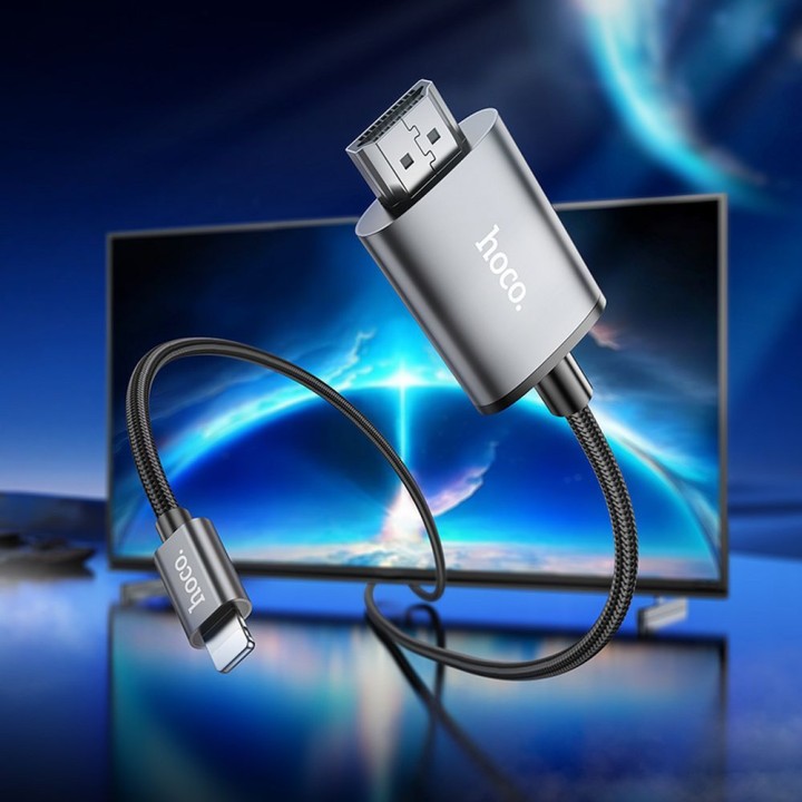 Cable Lightning to HDMI Hoco 1080p 2 m UA27 steel grey