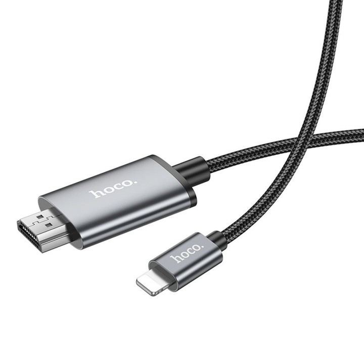 Кабель Lightning — HDMI Hoco 1080p 2 m UA27 стальной серый