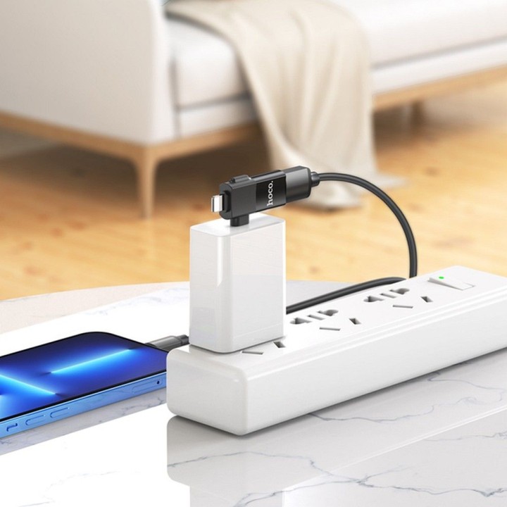 Адаптер OTG 2 в 1 USB C / Lightning на USB A Hoco UA17 чорний