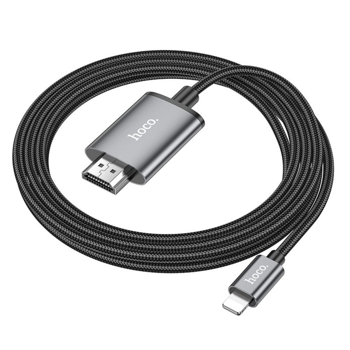 Cable Lightning for HDMI Hoco 1080p 2 m UA27 steel grey